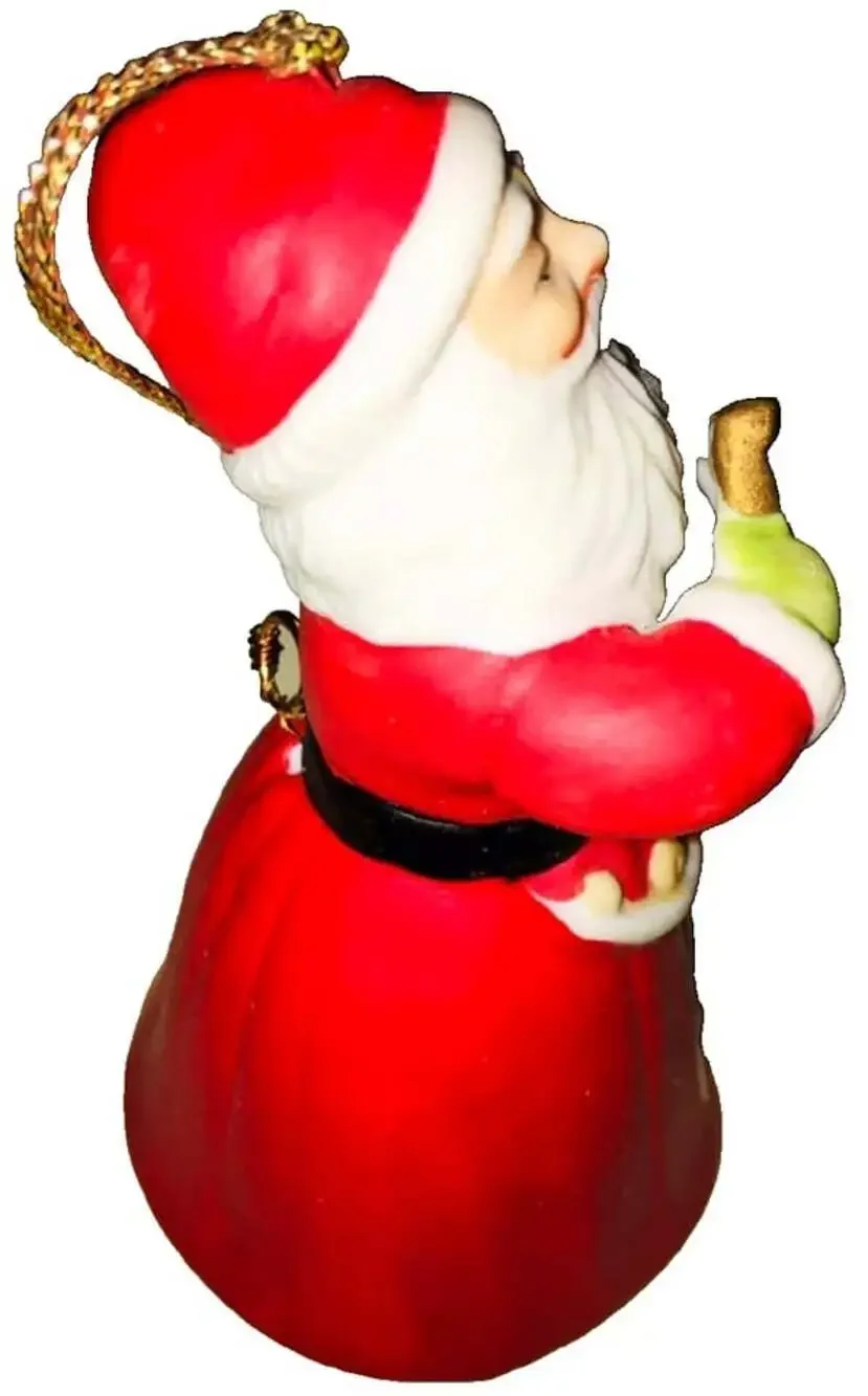 NEW Vintage Silvestri Porcelain Santa Christmas Bell Ornament 4.75” IN THE BOX!